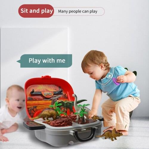 21pcs Dinosaur Toys Simulation Toys Dinosaur Suitcase Toy Pretend Play Set DIY Toy Set Gift Toy for Boys and Girls Model Toy Set