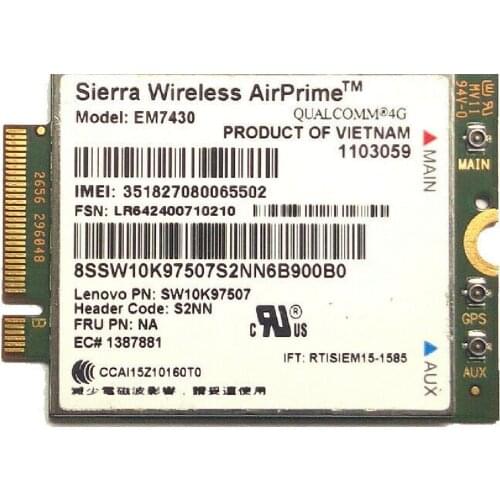 Card for LENOVO THINKPAD GOBI6000 Sierra EM7430 LTE/WCDMA 4G 01AX737 WLAN wireless card
