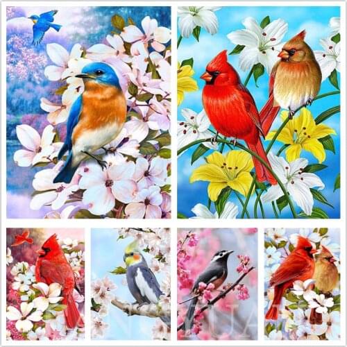 Full Square/round Drill Bird Flowers Diamond Embroidery Parrot Mosaic Handmade Gift Animals Diamond Painting for Home Decor