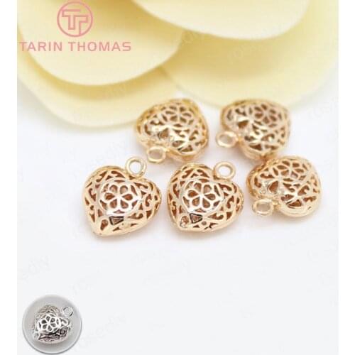 10PCS 11x12.5MM 24K Champagne Gold Color Plated Brass Hearts Charms Pendants High Quality Diy Jewelry Accessories