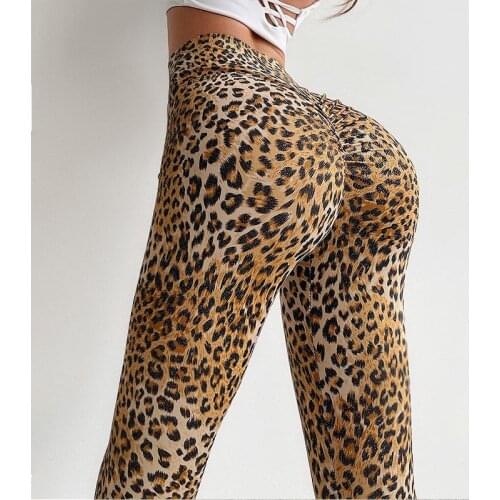 CHRLEISURE Leopard High Waist Long Pants Butt Lift Leggings Push Up Workout Leggings Women Clothing