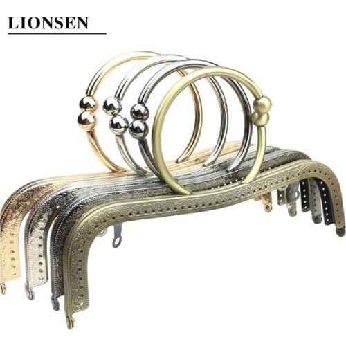 LIONSEN 2PCS 22cm Metal Purse Frame Kiss Clasp Lock Ring Handle M Shape For DIY Bag Handle DIY Bag Accessory