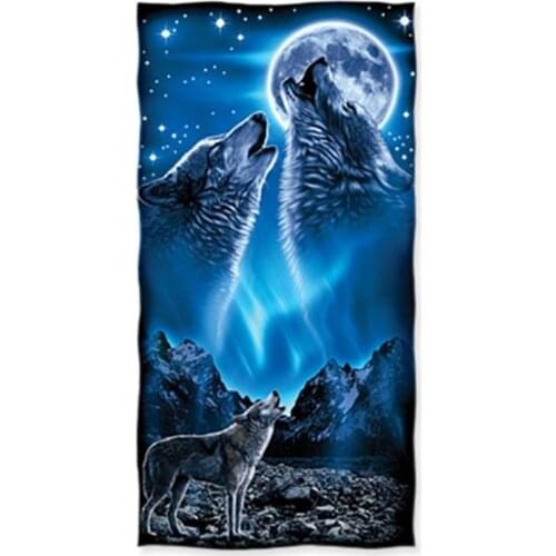 Fancy Wolves Howling Moon Sports Travel Towel Quick Dry Wolf Moonlight CampTowels for Men Wild Animal Gym Spa Towel Accesories