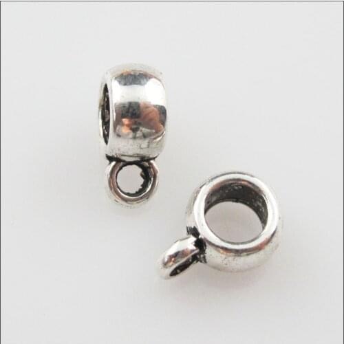 Fashion 80Pcs Tibetan Silver Tiny Charms European Bail Beads Fit Bracelet 6x8.5mm