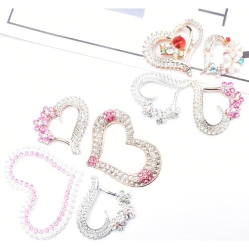 Fashion Crystal Pearl Love Heart Alloy Rhinestone Accessories Diy Phone Case Sticker Exquisite Brooch Plum Blossom Hairpin Decor