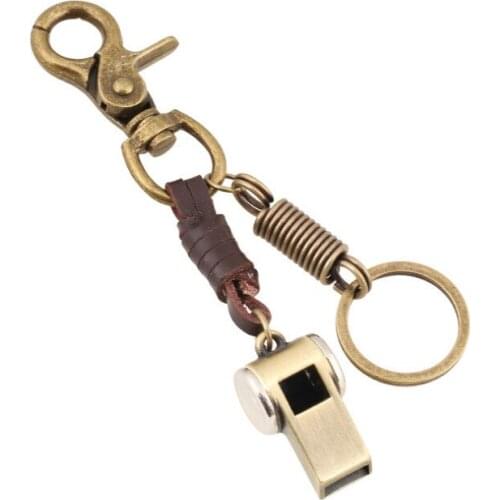 Fashion Vintage Metal Keychain for Car Bag Alloy Whistle Pendant Keyring Leather Key Chain Women Men Hippie Retro Hiphop Jewelry
