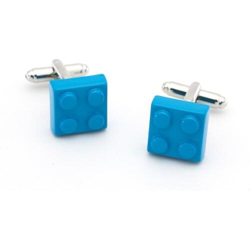 Mens Toy Bricks Cuff Link Copper Material Sky Blue Color