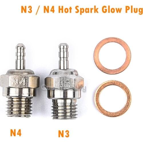 N3 / N4 Hot Spark Glow Plug #3 #4 SH Vertex OS Nitro Engine Parts for 1/8 1/10 RC Truck Buggy HPI Redcat HSP 70117