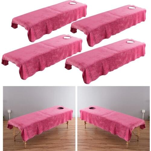 Pack of 4 Velvet Comfortable Sheets Bed Sheet Massage Towel with Face Hole for SPA