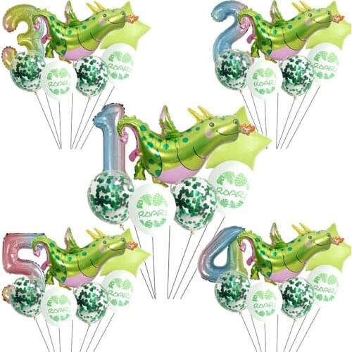 Dinosaur Themed Happy Birthday Party Decoration Set For Kids Aluminum Film Dinosaur Balloon Happy Birthday Flag KK32