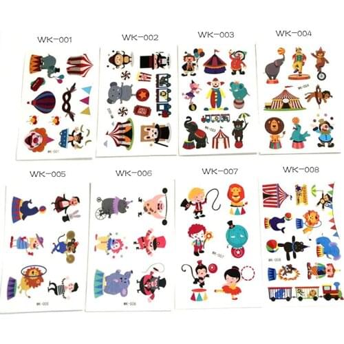 30Pcs Temporary Tattoo Sticker Circus Clown Child Body Art Tattoo Stickers