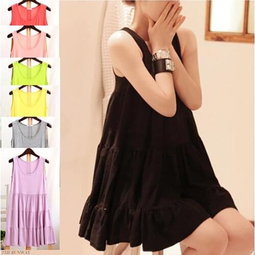 New arrivals Summer womens loose modal one-piece Cake dress spaghetti strap female basic Vest dress Big Size dress