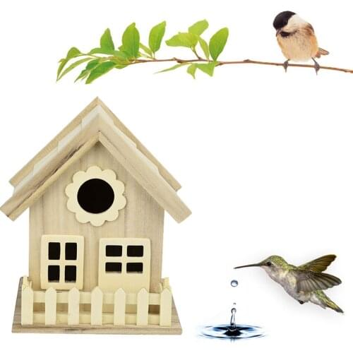 Portable wooden bird house Hanging Bird Nest Pet house Bird Box for Outdoor Garden Decorations Birds Cage Craft Ornament