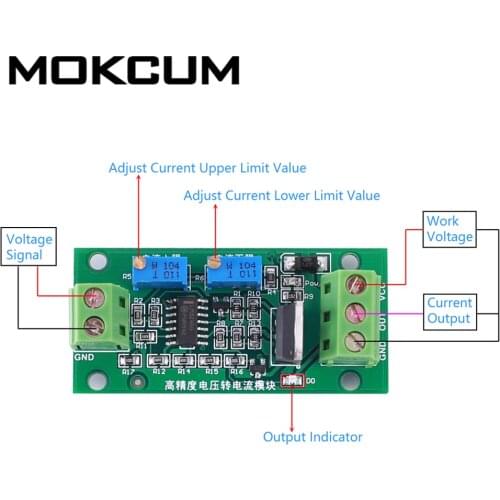 DC 0-3.3V to 4-20mA Non-Isolated Voltage to Current Converter Module Linear Output LED Indicator