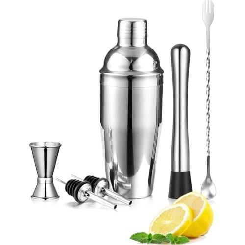 Practical 6 Pieces/Set Cocktail Shaker, 25 Oz Martini Shaker, Stainless Steel Drink Shaker, Bar Set, Bartender Kit Home Bar Tool