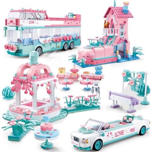 Romantic Wedding Party Car Building Blocks Compatible Brand Blocks Girl Friends Wedding Dress Blocks Princess Prince Bricks Toys