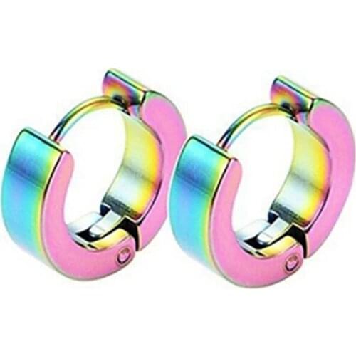 Mens Hoop Earrings Fashion Boyfriend Simple Punk Cool Titanium Steel Earrings Jewelry Golden / Rainbow / Black For Casual Daily