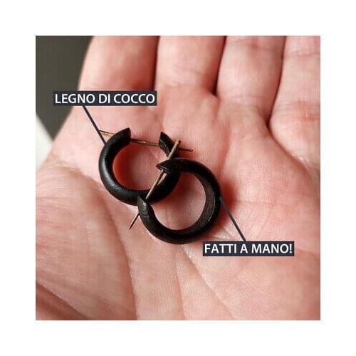 LOBO 2X black earrings sticks Wood UNISEX handmade ANALLEGICI men dj 99 S0491 sent from Italy