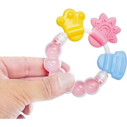 1pcs Security Newborn Baby Rattles Teether Toy Teeth Biting Babies Toddler Bed Bell Silicone Handbell Jingle Cartoon Teether