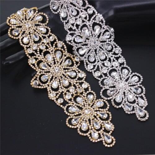 Bridal Silver Gold crystal rhinestone wedding belt rhinestone sash pearl applique belt wedding sash accessories