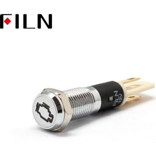 FILN 8mm Car dashboardEngine fault flag led red yellow white blue green 12v led indicator light with Solder foot