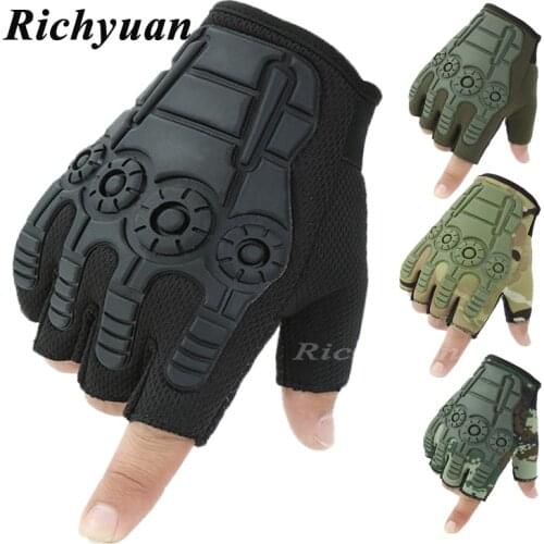 New Technician Hard Knuckle Fingerless Tactical Gloves Men Shooting Airsoft Combat Hunting Army Military Gloves Half Finger