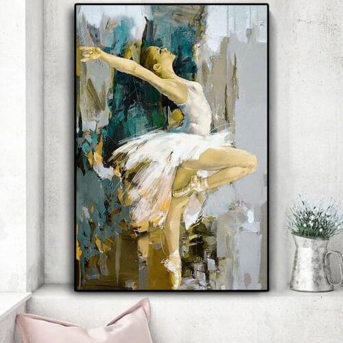 Dancing Ballerina Canvas Painting Ballet Dancer Painted Abstract Girl Wall Paintings Wall Art Pictures for Home Living Room
