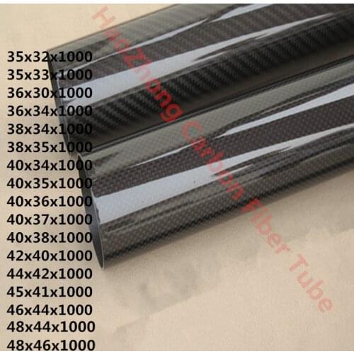 1000mm 3k Carbon Fiber Tube OD35mm 36mm 38mm 40mm 42mm 44 45 46 48mm Roll Wrapped Shaft Light Weight High Corrosion Resistance