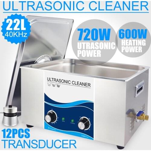 22L Ultrasound Cleaner Heater 720W Power 40KHZ Ultrasonic Bath Remove Oil Stains Industrial Lab Instruments Car Piston Cleaner