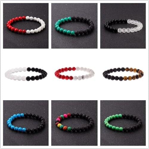 Yingwu 2010 Red&White Natural Stone Beads Bracelets For Women YinYang Couple Braclet Men Yoga Meditation Jewelry Pulseira