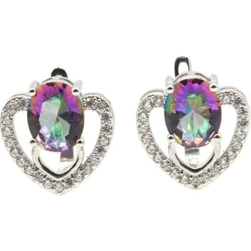 43x26mm Stunning Created Dark Violet Tanzanite Rhodolite Garnet CZ For Sister Jewelry Silver Pendant Earrings