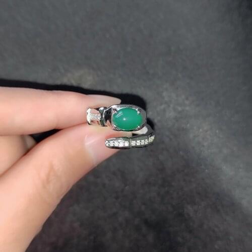 New 925 Sterling Silver Inlaid Natural Chalcedony Same Style Snake Head Ring For Women Unique Fine Jewelry Accessories Wholesale