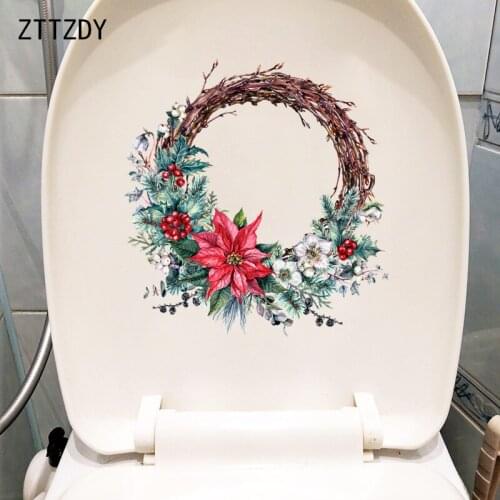 ZTTZDY 22×23.2CM Plant Braided Ring Creative Home Toilet WC Decoration Bedroom Wall Stickers T6-0269