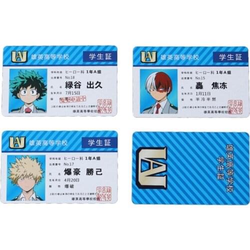 1 pcs Anime My Hero Academia Collective Card Midoriya Bakugou Katsuki Student ID Card Allmight Teacher Cards Fans Cosplay Toys