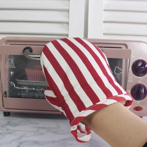 1Pcs Striped Kitchen Heatproof Glove Microwave Oven Mitt Insulated Non-slip Pot Holder Thicken Anti-scalding Gloves For Cooking