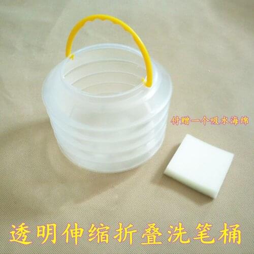1pcs Telescopic Drawing Pen Holder Transparent Folding Wash Bucket Office S