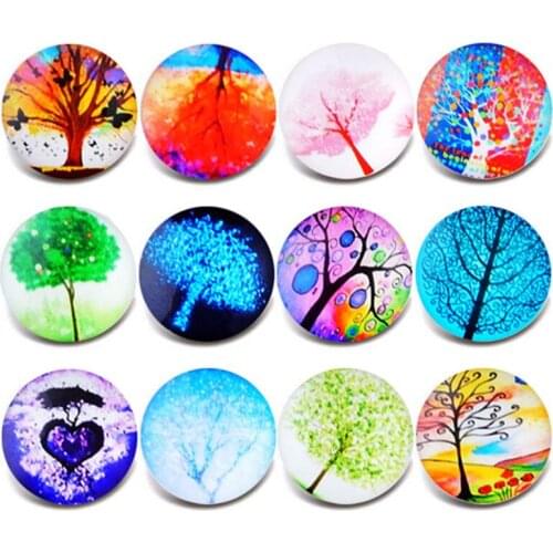 10pcs/lot New Glass Snap Jewelry Tree of life Mixed Pattern Snap Buttons fit 18mm/20mm DIY Snap Bracelet Buttons Jewelry ZB396