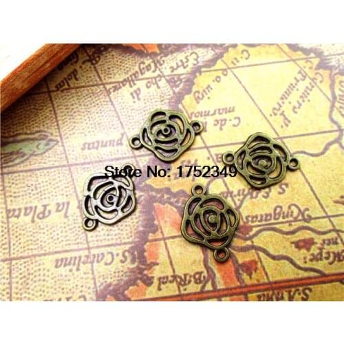 15pcs Rose charms,antique bronze tone rose flowers pendants/charms,rose flower connector 21x 16mm