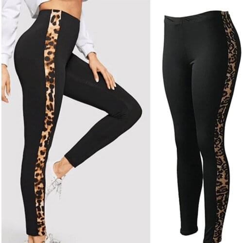 2020 Summer HOT Womens Leggings Leopard Side Striped Skinny Stretchy Ankle Length Leggings Running Cycling Spots Lenggings