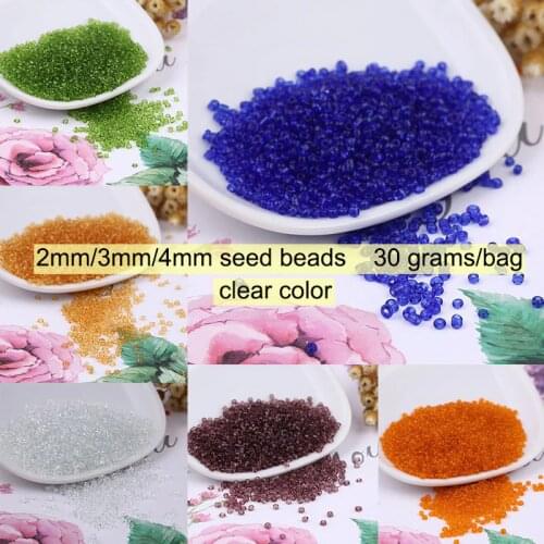 30 grams/bag Czech Glass Seed Beads Clear Colors 2mm/3mm/4mm Round Beads For DIY Craft Jewelry Making