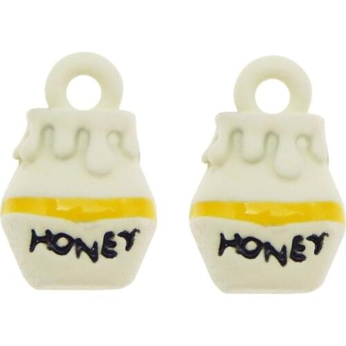4pcs Cute Enamel Honey Bottle Charms Cartoon Alloy Pendants DIY Jewelry Bracelet Making Accessory