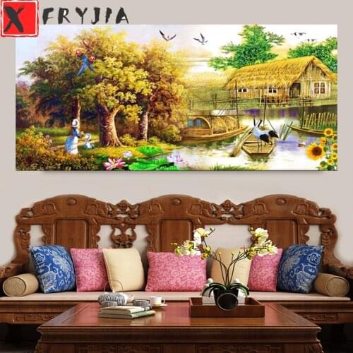 Full Square Round Drill 5D DIY Diamond Painting "village dream life" scenery diamond Embroidery Cross Stitch 3D Home Decor Gift