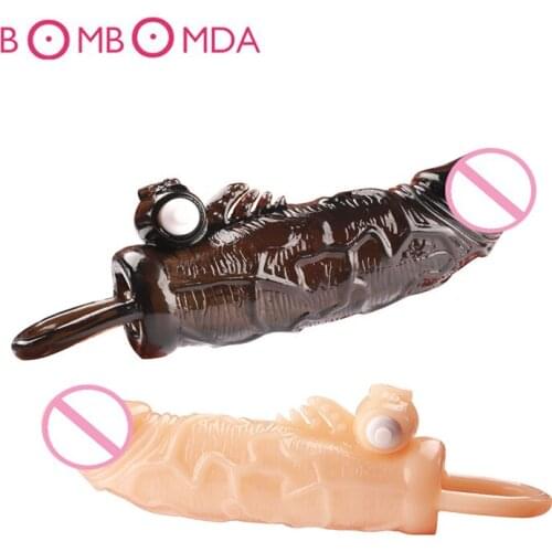 Male Cock Ring Sleeve Delayed Ejaculation Vibrators G spot Stimulate Penis Ring Erectile Expander Sex Toys For Men Masturbators