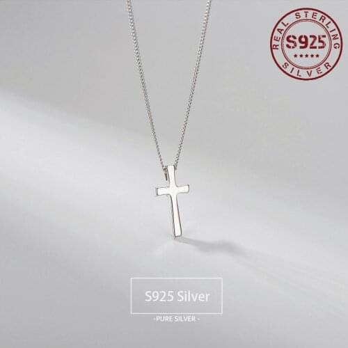 Women Necklace Real 925 Sterling Silver Cross Pendant Necklace For Women Anniversaries Bride Wedding Silver Jewelry Accessories