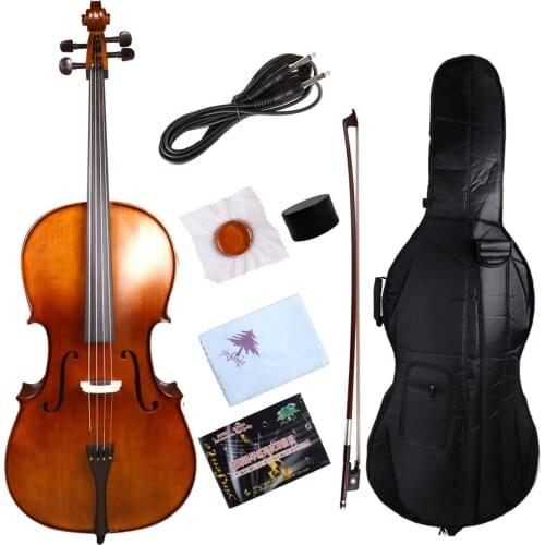 Yinfente Electric Acoustic Cello 4/4 Solid Maple Spruce wood Ebony Fittings Sweet Sound With Cello Bag Bow