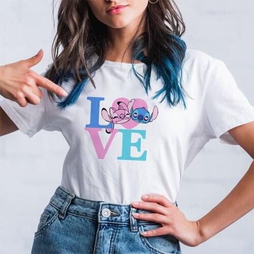 Disney Lilo & Stitch T-Shirt Female Cartoon Short Sleeve Dropship Summer New Product Outdoor Fashion T Shirt Women Loose Comfort