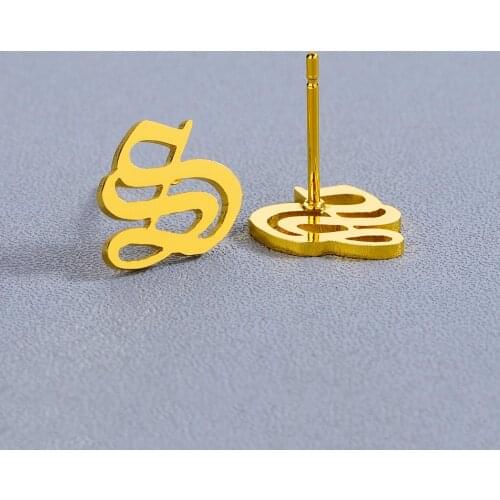 Chandler Chirurgical Steel Earring For Women Men Metal Letter Earrings Old English Initial Letter S Stainless Steel Stud Earring