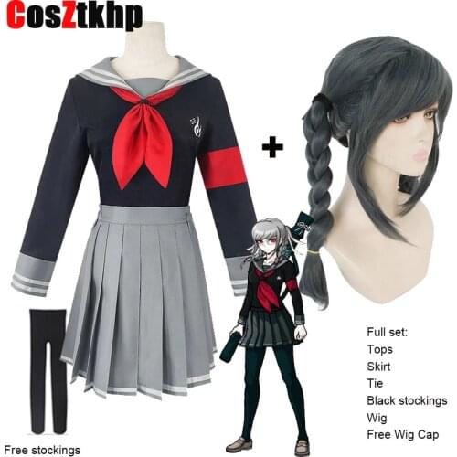 2021 Anime Peko Pekoyama Cosplay Costume Danganronpa Peko Cosplay Wig Schoolgirl Sailor Uniform Women Halloween Paty Costumes