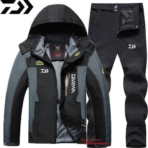 Summer Autumn DAIWA Fishing Jacket Men Outdoor Waterproof Single Layer Hiking Fishing Clothing Set Breathable Fishing Wear