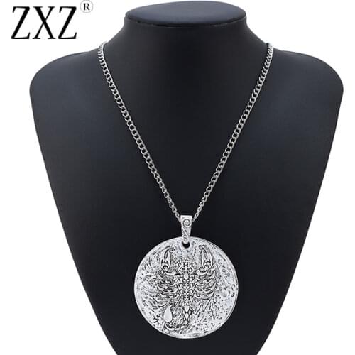 ZXZ Fashion Large Abstract Metal Scorpion Pendant on Long Chain Necklace Lagenlook 34"